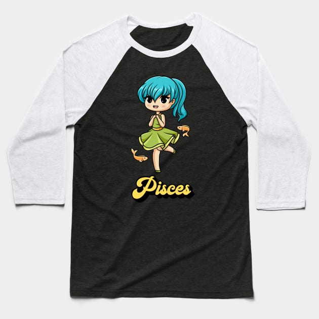 Pisces Astrology Zodiac Signs Baseball T-Shirt by FoxyReign